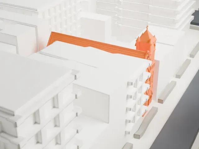 Zion-St. Mark's Evangelical Lutheran Church model, West view