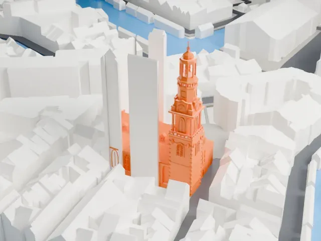 Zuiderkerk model, West view
