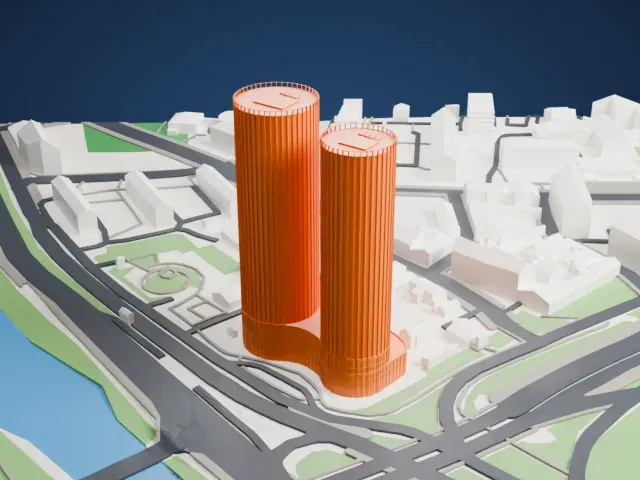 Zunda Towers model, North view