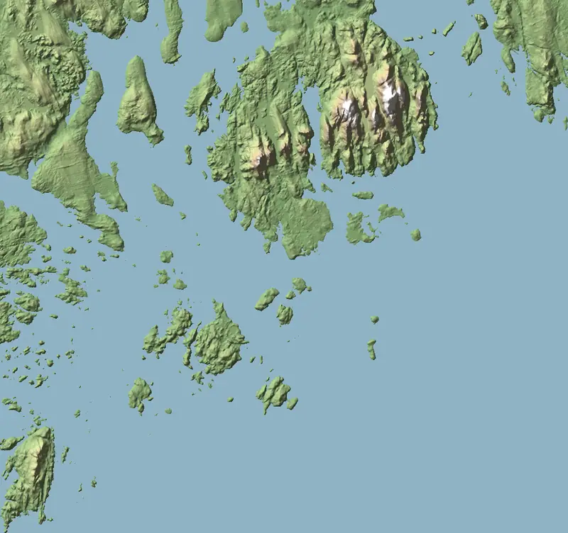 A preview of the Acadia National Park print, shaded from its elevation
