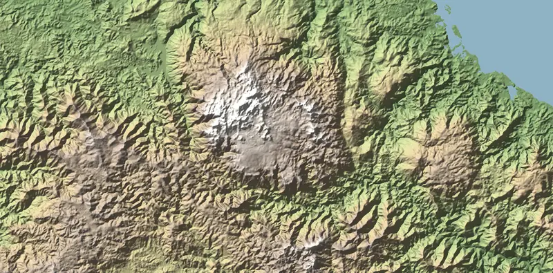 A preview of the Alexander von Humboldt National Park print, shaded from its elevation