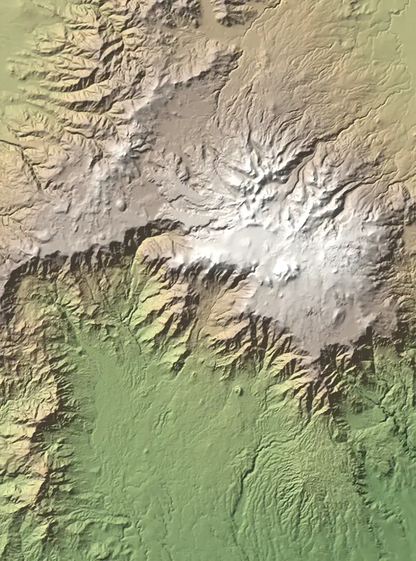 A preview of the Bale Mountains National Park print, shaded from its elevation