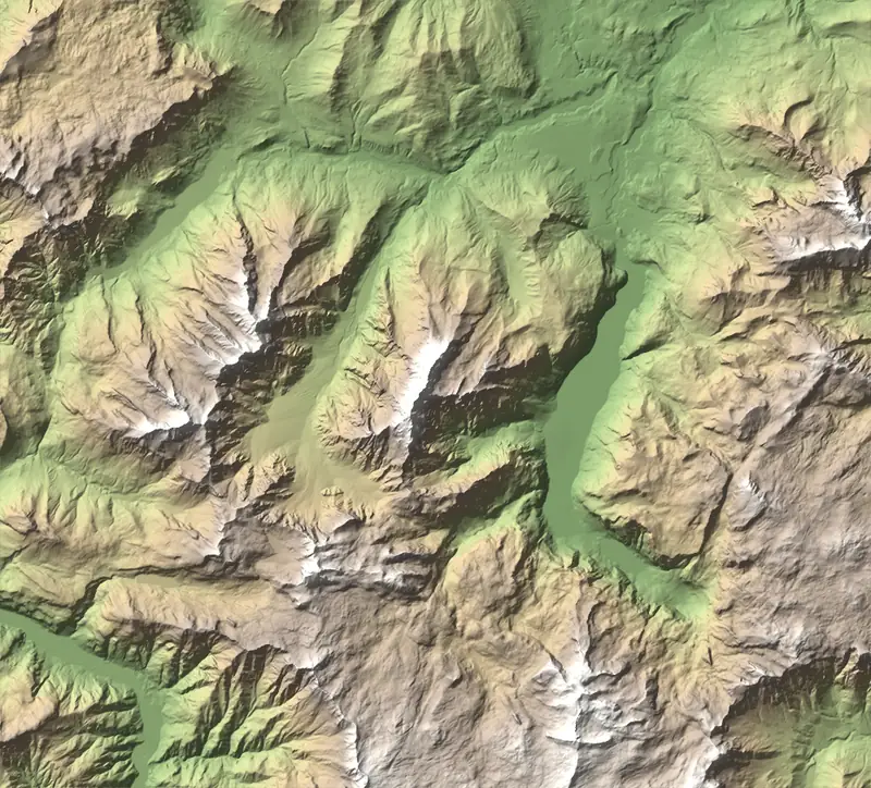 A preview of the Berchtesgaden National Park print, shaded from its elevation