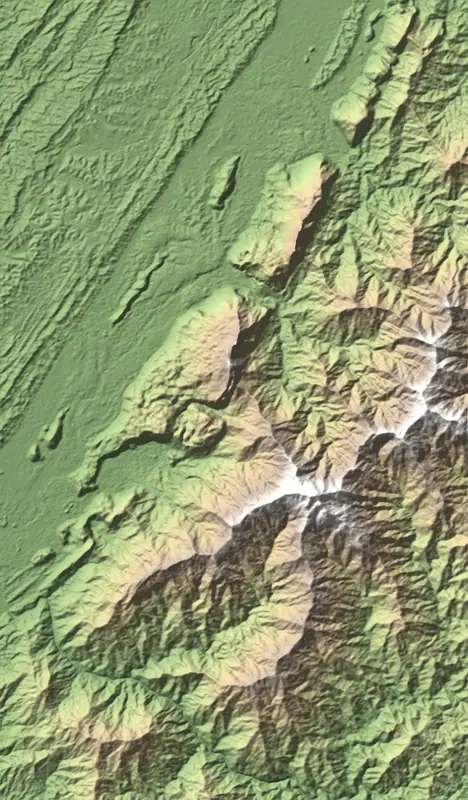 A preview of the Gunung Mulu National Park print, shaded from its elevation
