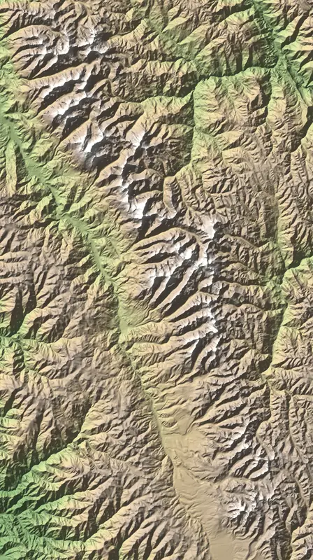 A preview of the Huascarán National Park print, shaded from its elevation