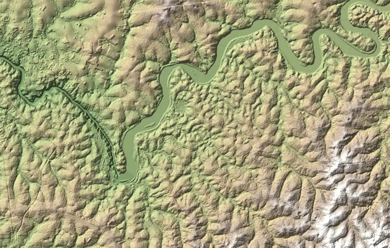 A preview of the Iguazú National Park print, shaded from its elevation