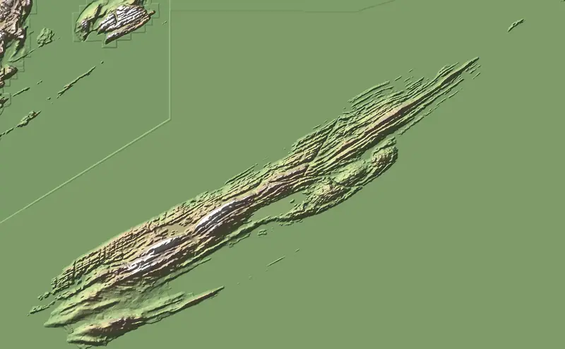 Shaded relief map of Isle Royale National Park, north at the top