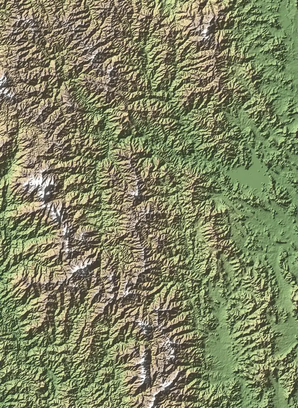 A preview of the Kaeng Krachan National Park print, shaded from its elevation
