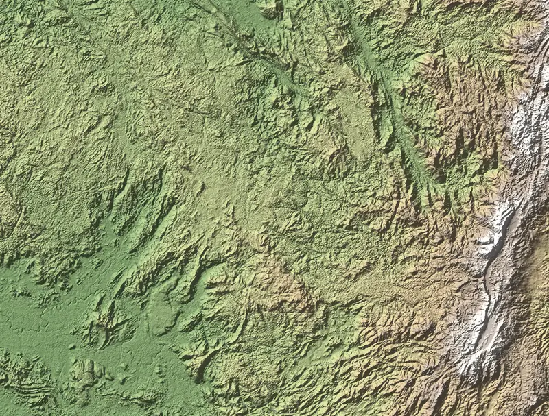 A preview of the Kahuzi-Biéga National Park print, shaded from its elevation