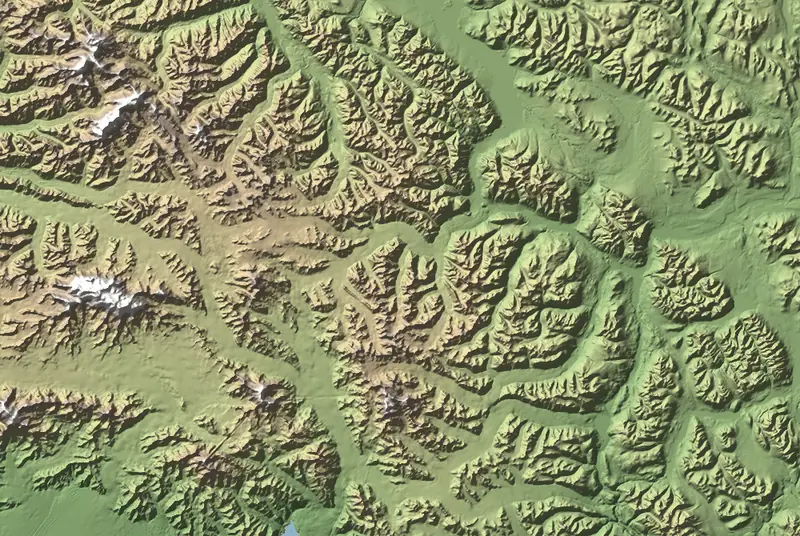 A preview of the Kluane National Park and Reserve print, shaded from its elevation