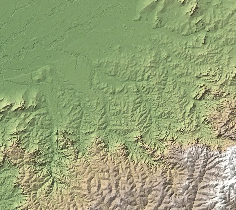 A preview of the Manovo-Gounda St. Floris National Park print, shaded from its elevation