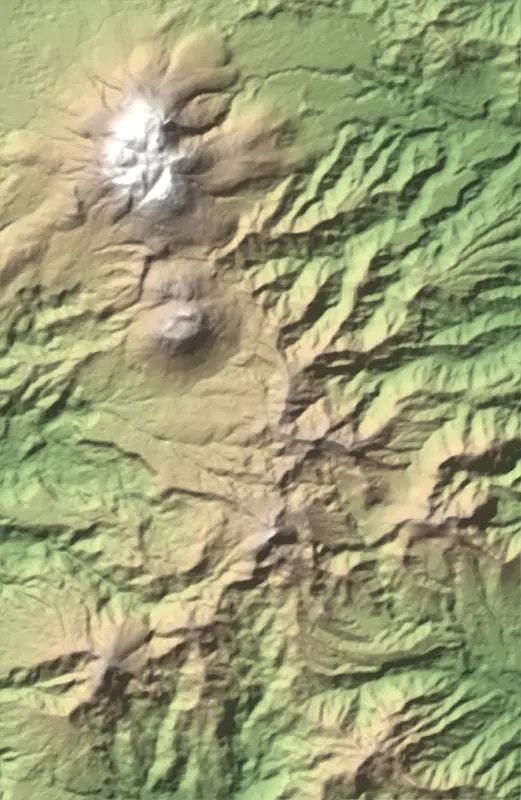 A preview of the Morne Trois Pitons National Park print, shaded from its elevation