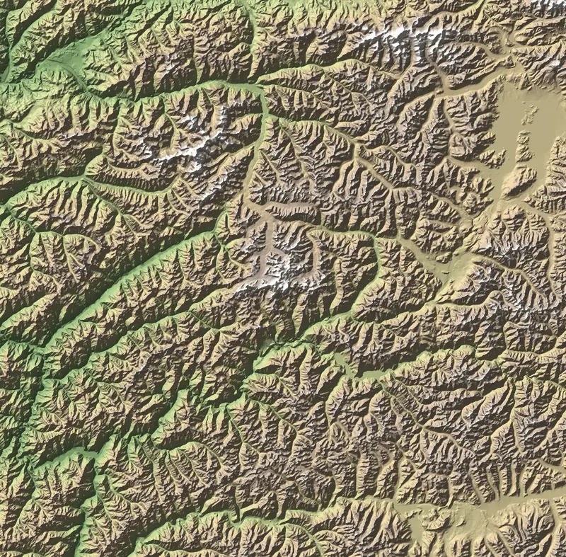 A preview of the Pamir National Park print, shaded from its elevation