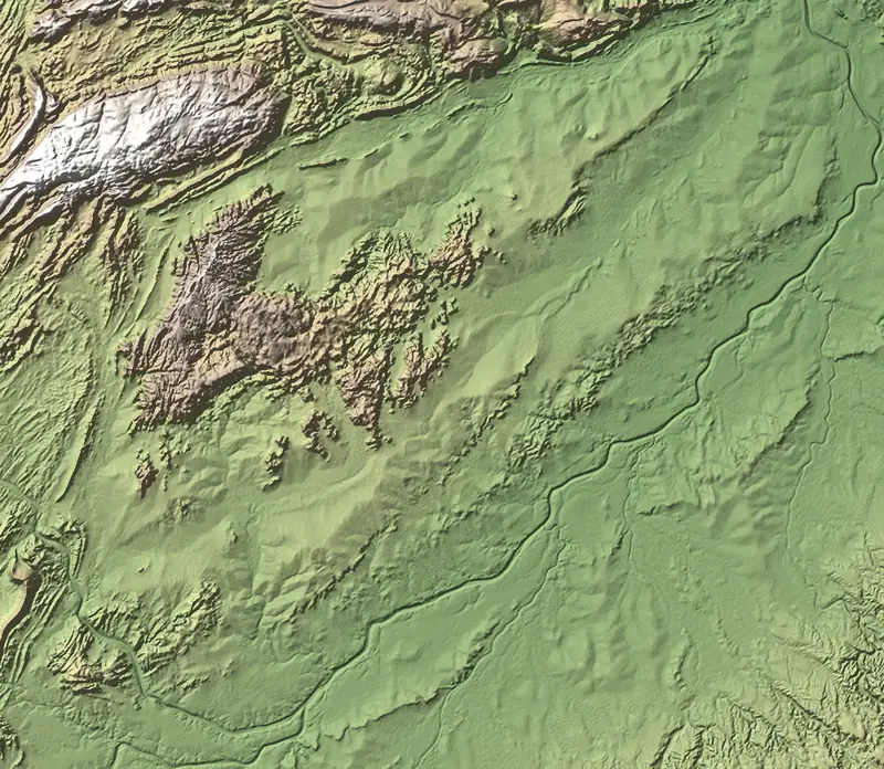 A preview of the Purnululu National Park print, shaded from its elevation