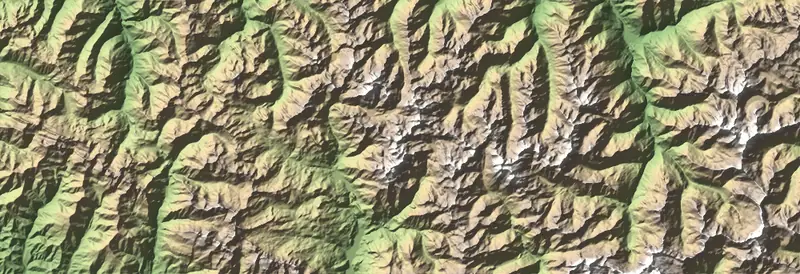 A preview of the Pyrénées National Park print, shaded from its elevation