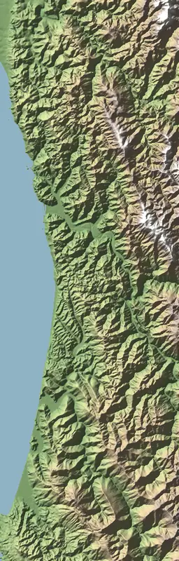 Shaded relief map of Redwood National Park, north at the top