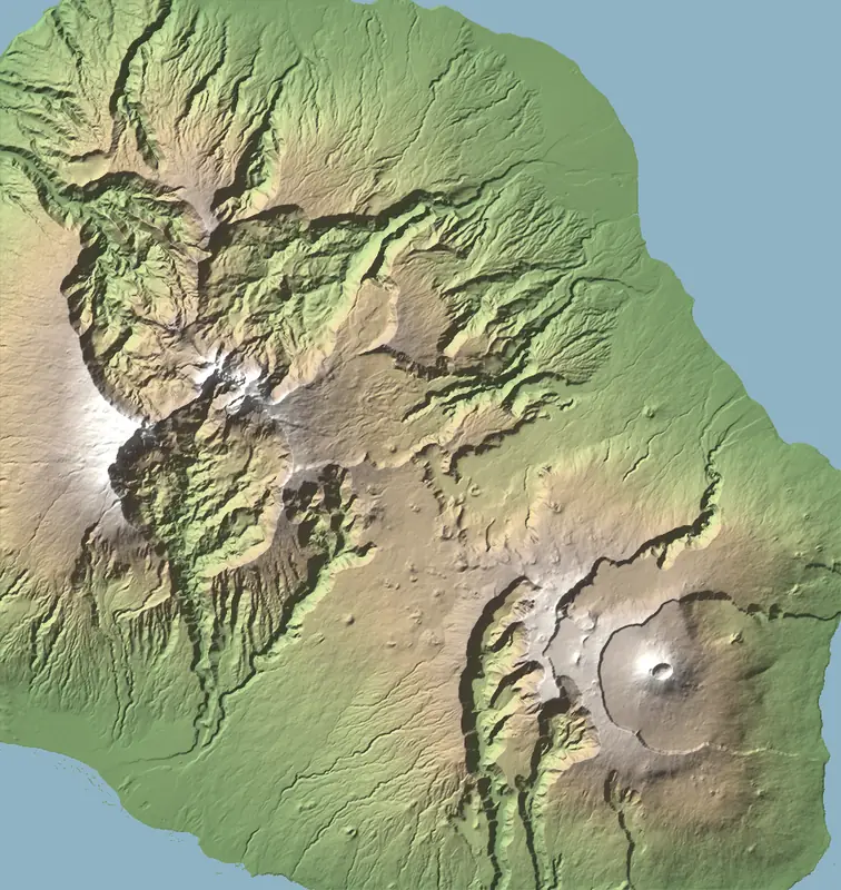 A preview of the Réunion National Park print, shaded from its elevation