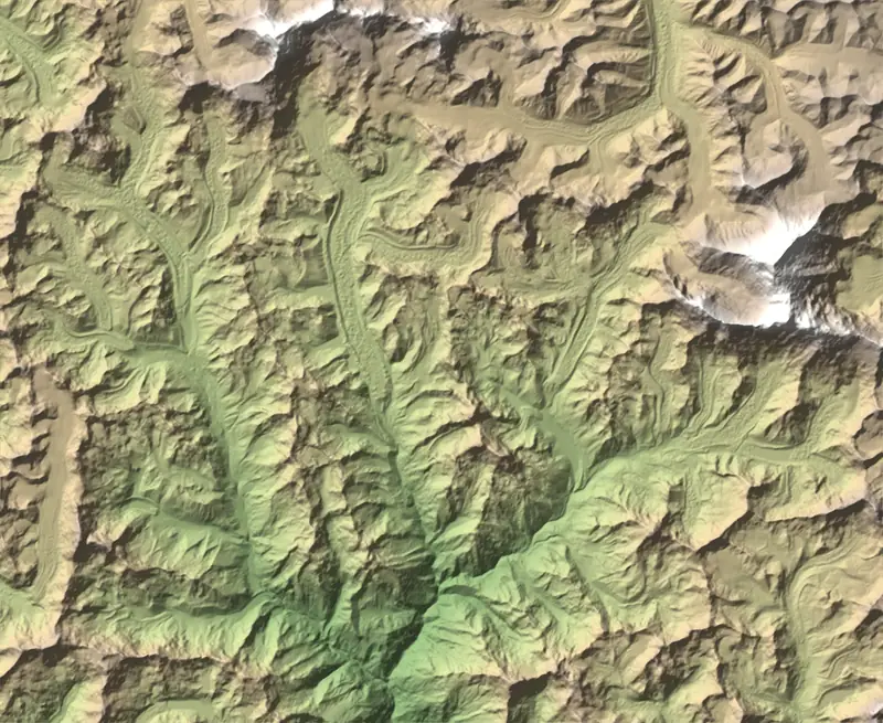 A preview of the Sagarmatha National Park print, shaded from its elevation