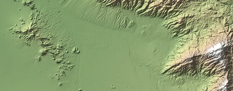 Shaded relief map of Saguaro National Park, north at the top