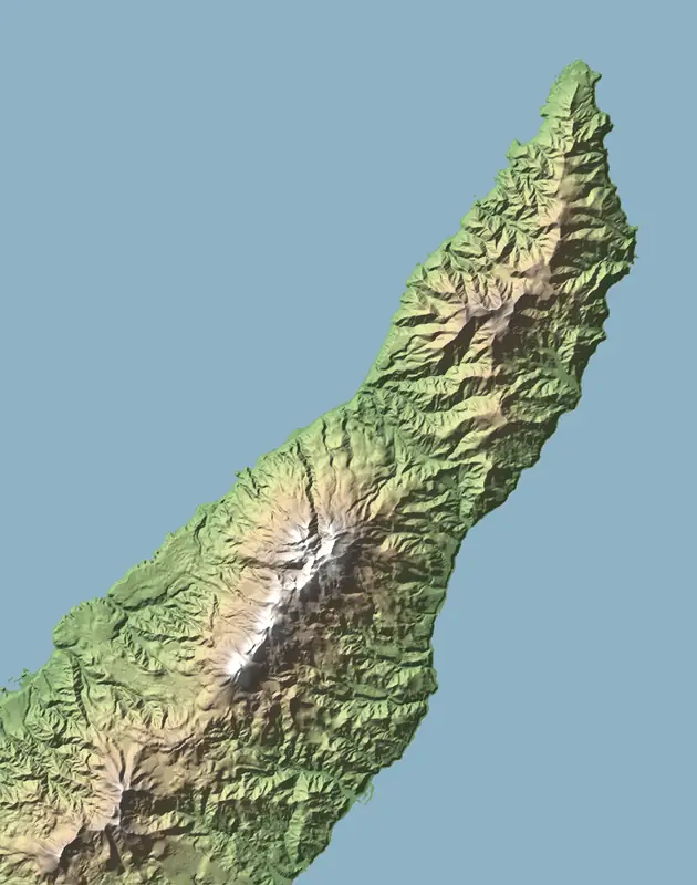 A preview of the Shiretoko National Park print, shaded from its elevation