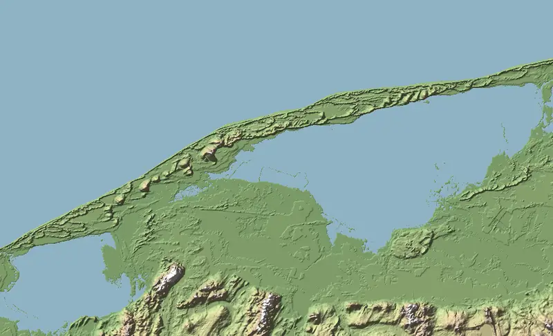 A preview of the Słowiński National Park print, shaded from its elevation
