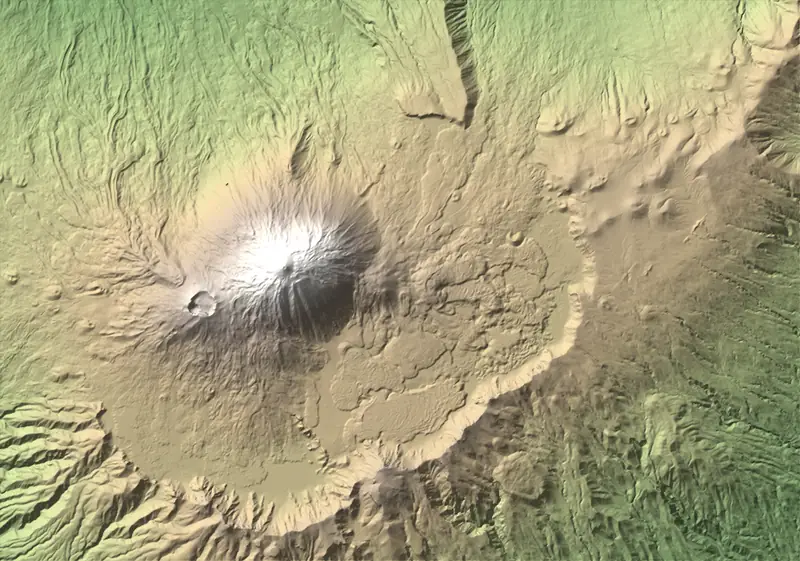 Shaded relief map of Teide National Park, north at the top