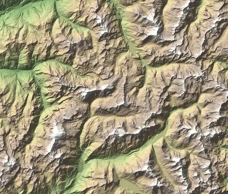 A preview of the Vanoise National Park print, shaded from its elevation
