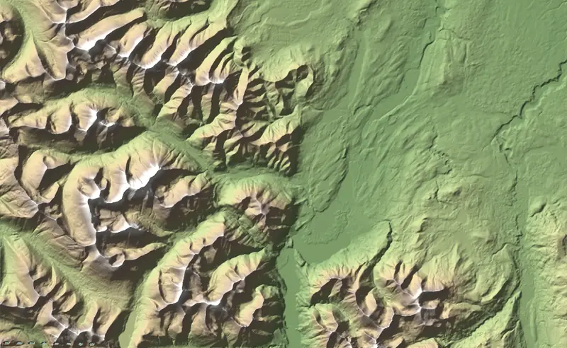 A preview of the Waterton Lakes National Park print, shaded from its elevation