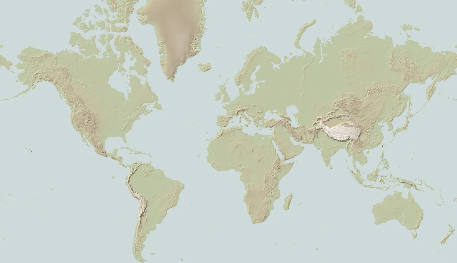 A shaded relief map of the world with a dot for each park