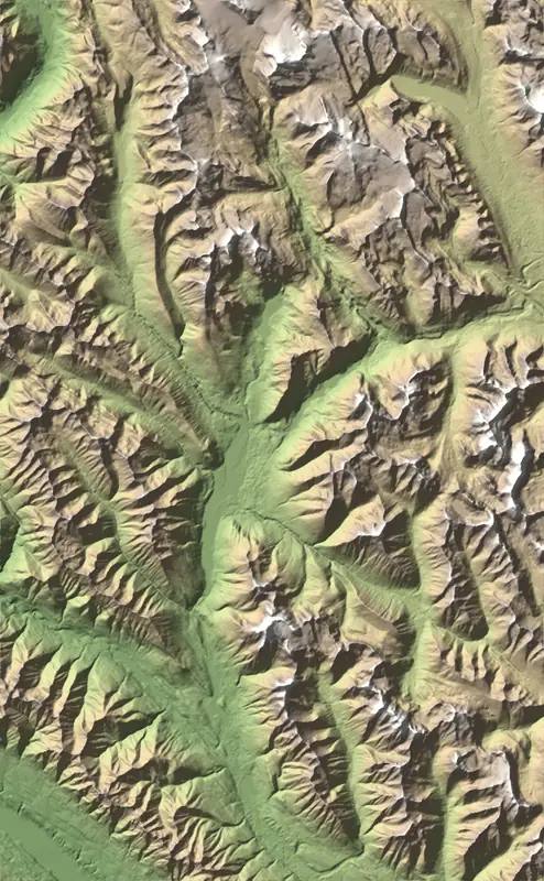 A preview of the Yoho National Park print, shaded from its elevation