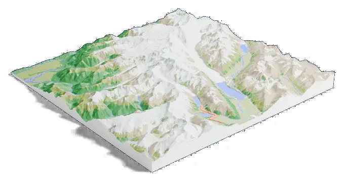 Aoraki / Mount Cook model, low angle