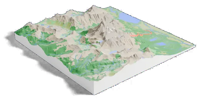Grand Teton model, low angle