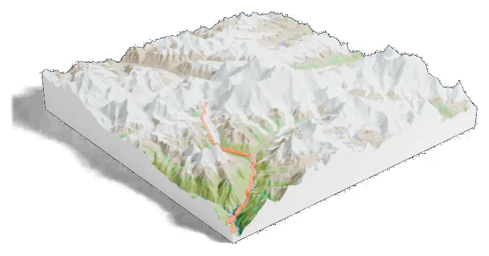 Mount Everest model, low angle