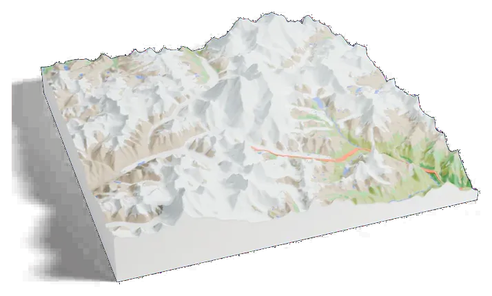 Mount Everest model, turned around