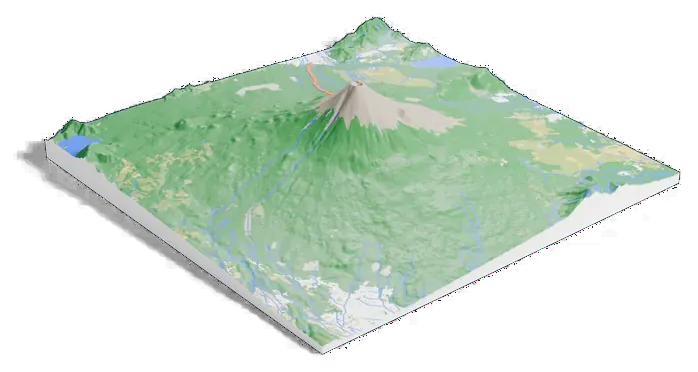 Mount Fuji model, low angle