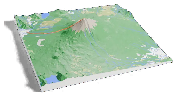Mount Fuji model, turned around