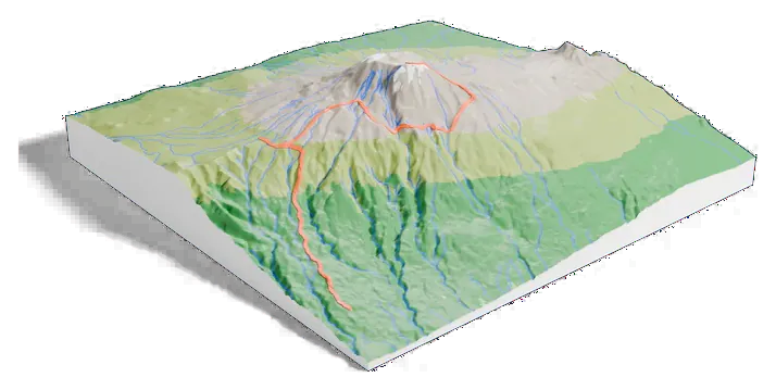 Mount Kilimanjaro model, low angle