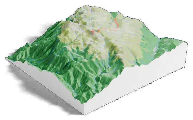 Mount Kosciuszko model, low angle