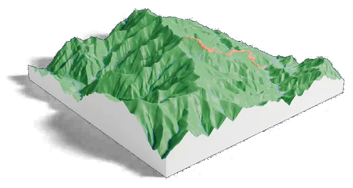 Mount Mitchell model, low angle