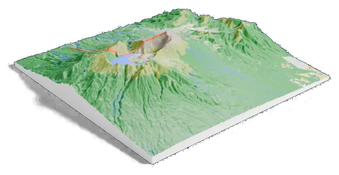 Mount Rinjani model, low angle