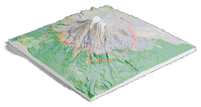 Mount Ruapehu model, low angle