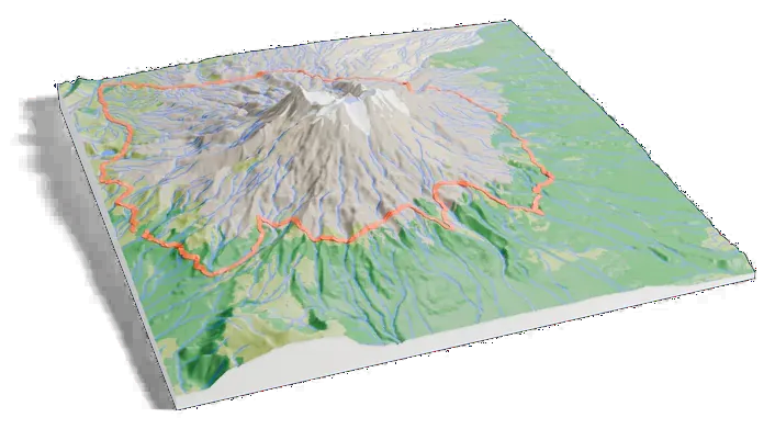 Mount Ruapehu model, turned around