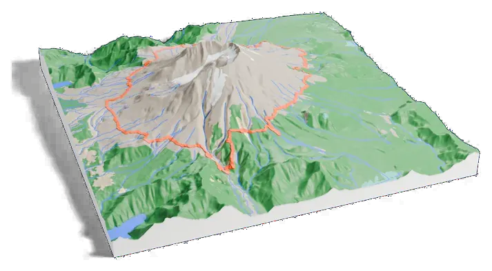 Mount St. Helens model, turned around
