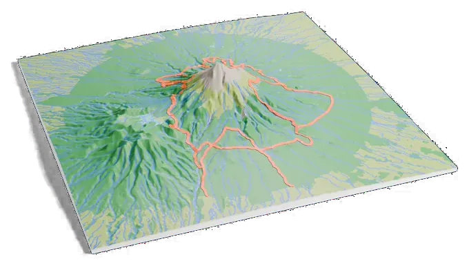 Mount Taranaki model, turned around