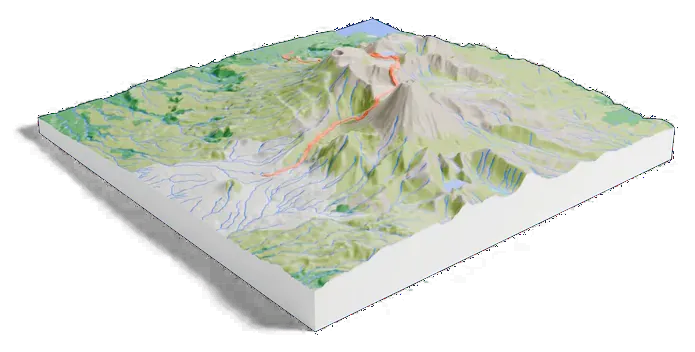 Mount Tongariro model, low angle