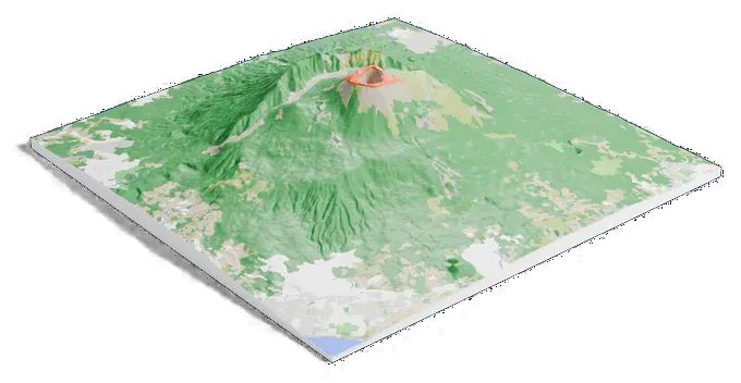 Mount Vesuvius model, low angle
