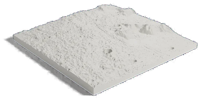 Apollo 14 landing site model, low angle