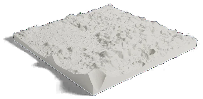 Apollo 16 landing site model, low angle