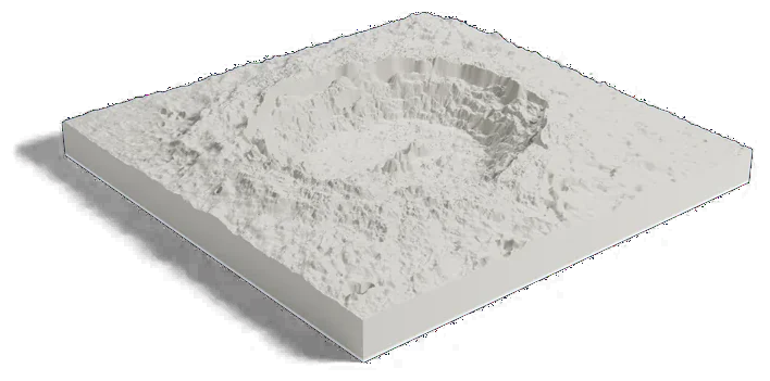 Copernicus crater model, low angle