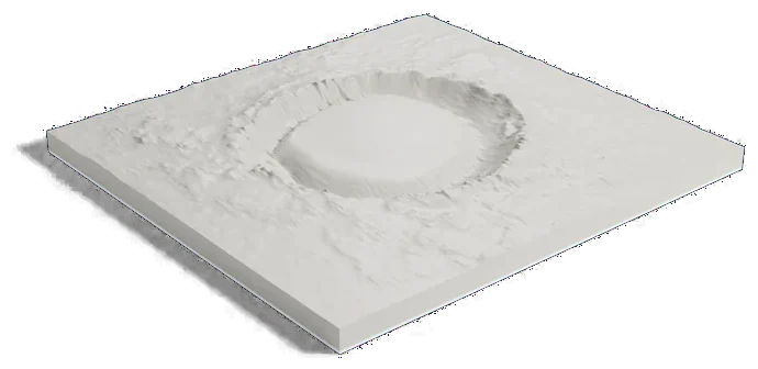 Korolev crater model, low angle